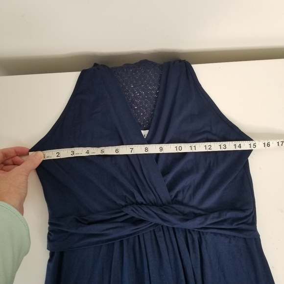 NWT Gilli Gabbiey Crochet Back Knit Maternity Maxi Dress Navy Racerback Size M - Picture 14 of 14